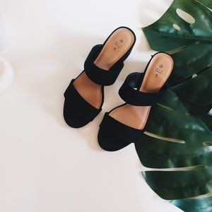 Black Block Heel Sandals
